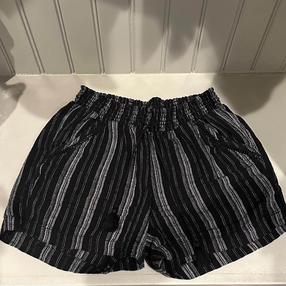 Black and White Striped Women's Shorts